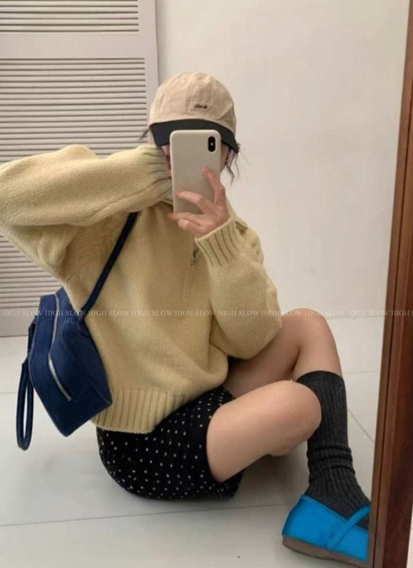 🧶 제니 하프 반집업 니트 나그랑 루즈핏 적당길이감| Jenny Half-Zip Knit