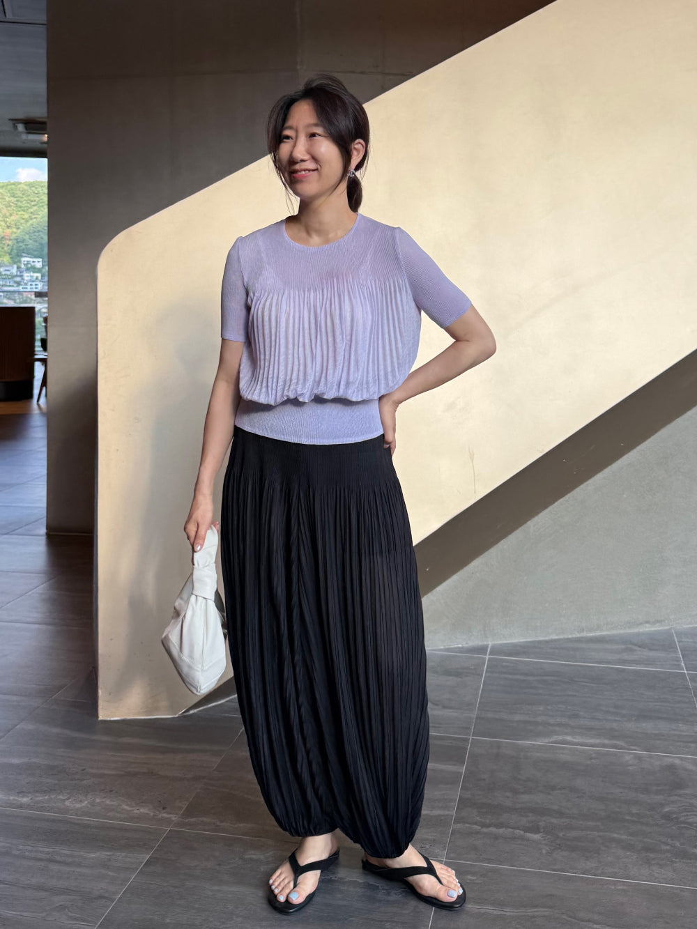 ✨🌿 ❄️셔링 쿨 플리츠 탑 블라우스 │ Shirring Cool Pleats Top Blouse │ Ultra-Light Summer Pleats Tee