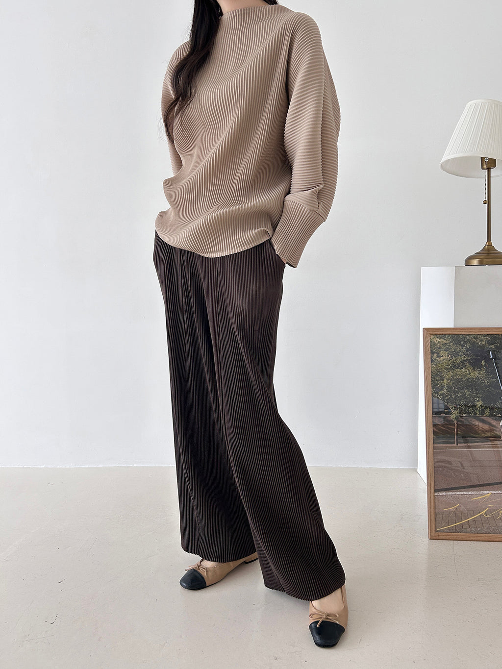 ✨ [플리츠] 도톰 롱 와이드 일자 팬츠 | Thick Pleated Wide-Leg Pants