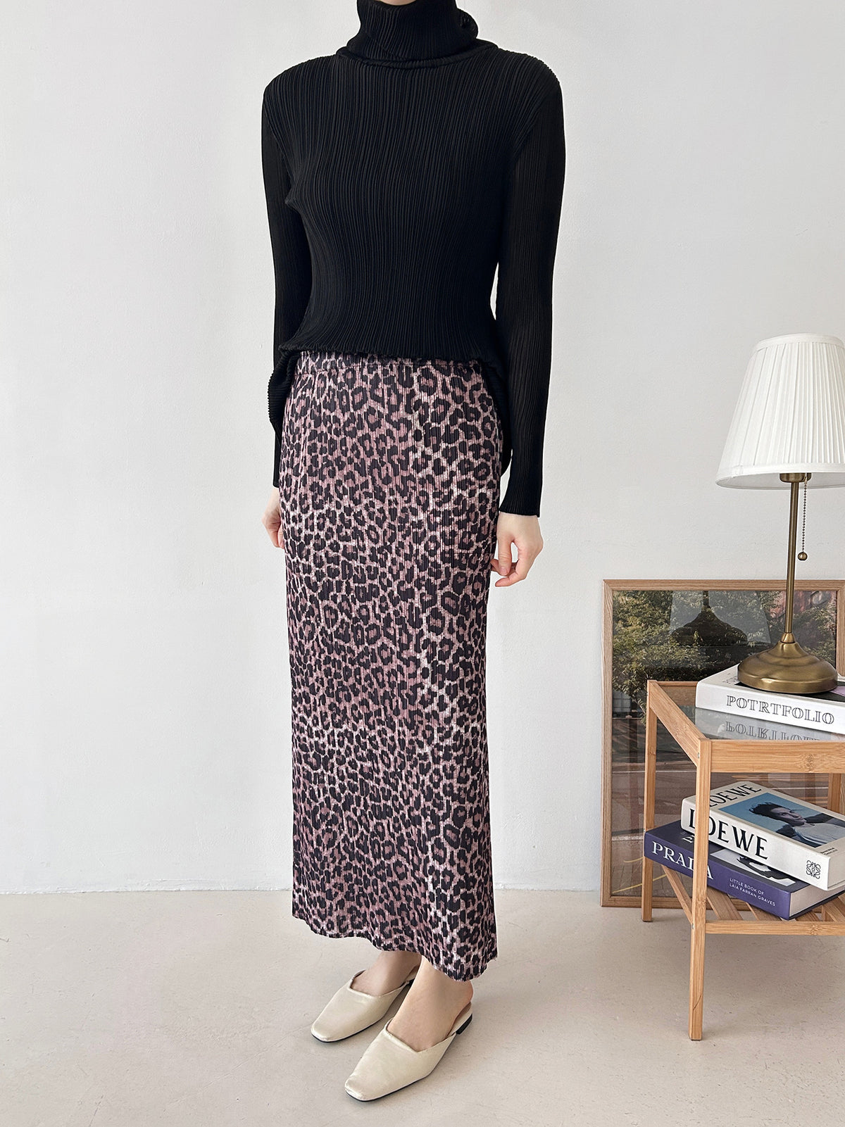 🐆 [플리츠] 레오파드 롱 스커트 | Pleated Leopard Long Skirt
