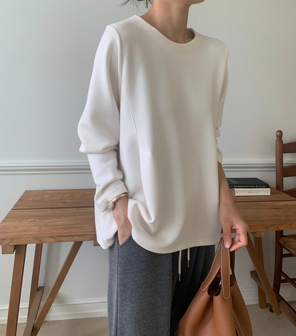 🖤 [럭키룸 라인이 예쁜 분또] 사이드 다트 A라인 긴팔 티셔츠 | Soft Structured Dart A-Line Long Sleeve Top