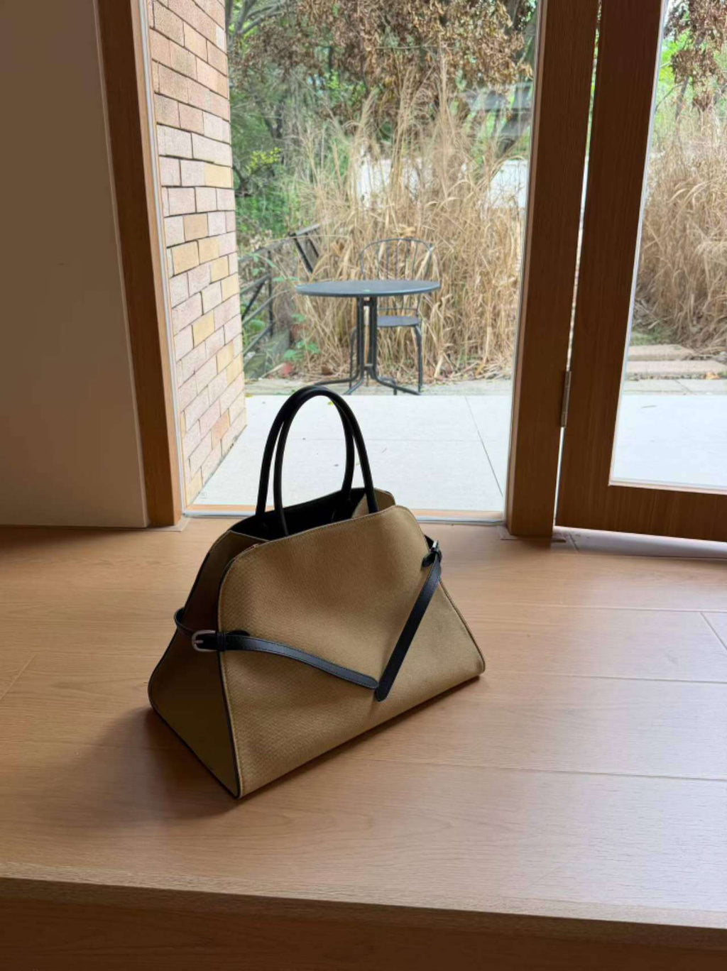 👜 [가을무드 캔버스] 더로* 마고 스타일 소가죽 배색 빅 토트백 | Canvas & Leather Margaux Style Large Tote Bag