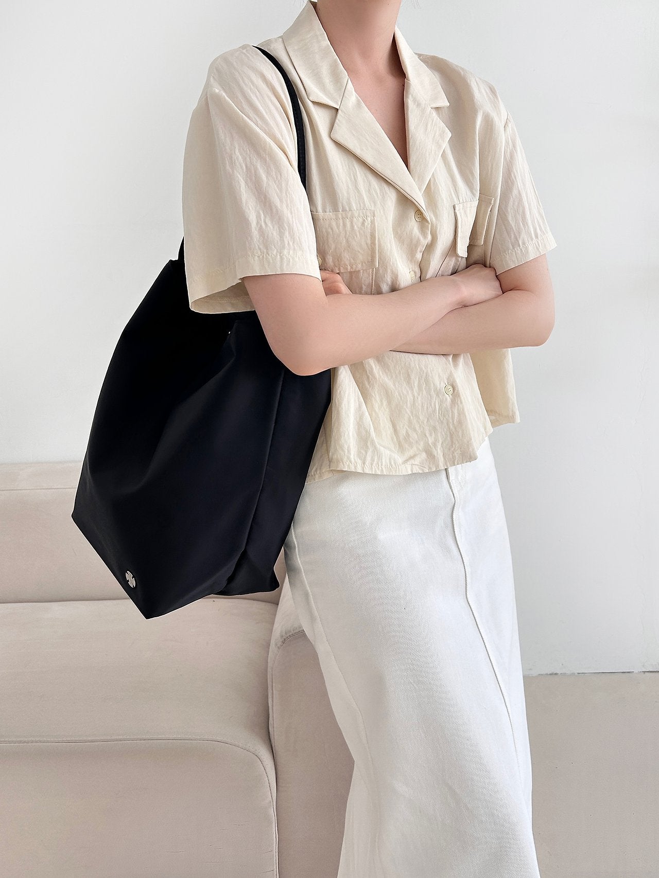 ✨🖤 더 *우 파크 스타일 프리미엄 나일론 숄더백 | Lightweight Everyday Tote | Travel & Daily Bag | 미니멀 데일리백