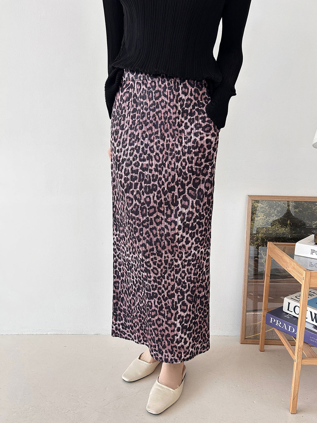 🐆 [플리츠] 레오파드 롱 스커트 | Pleated Leopard Long Skirt