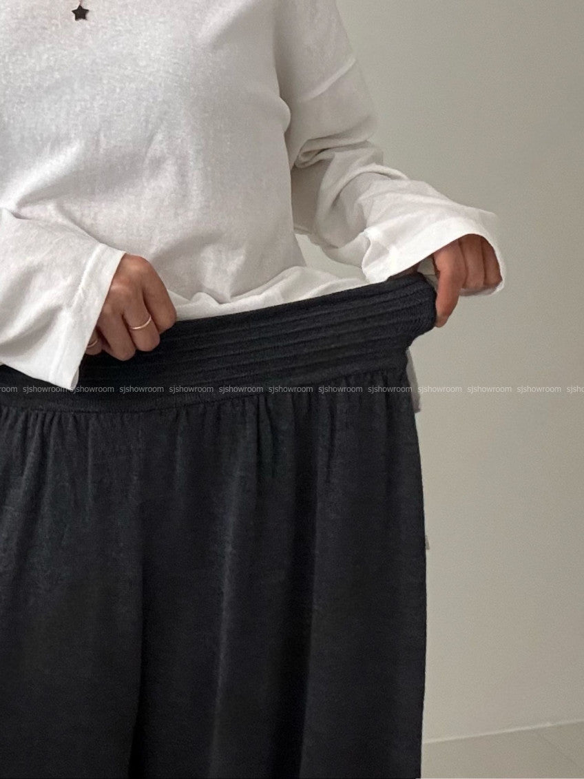 🖤 [울 블렌드] 소프트 와이드 밴딩 조거 팬츠 | Soft Wool Blend Wide Jogger Pants