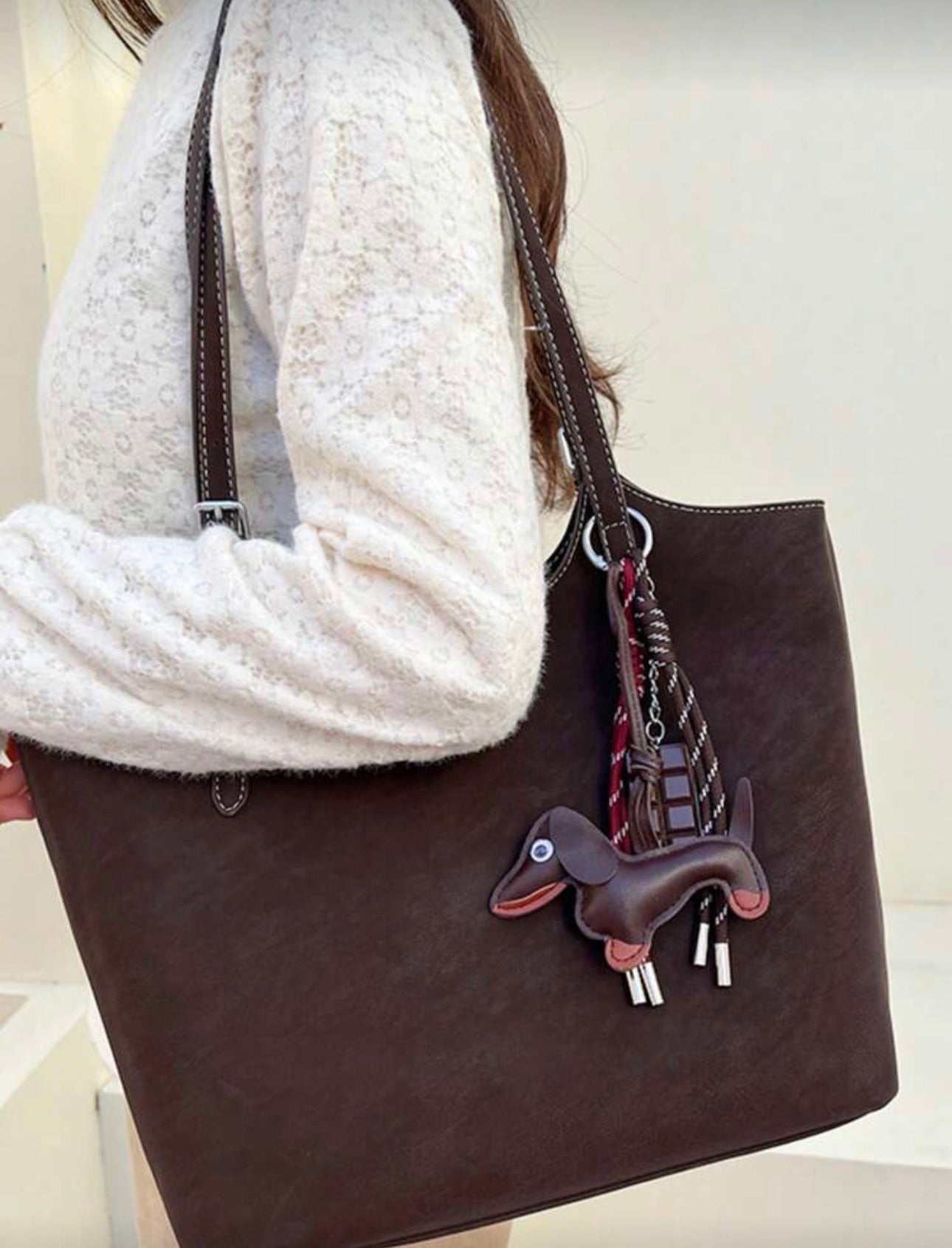 ✨ 소세지독 & 초콜릿 감성 키링 세트 | 빈티지 스트랩 백참 악세서리/Sausage Dog & Chocolate Aesthetic Keychain Set | Vintage Woven Lanyard Accessory