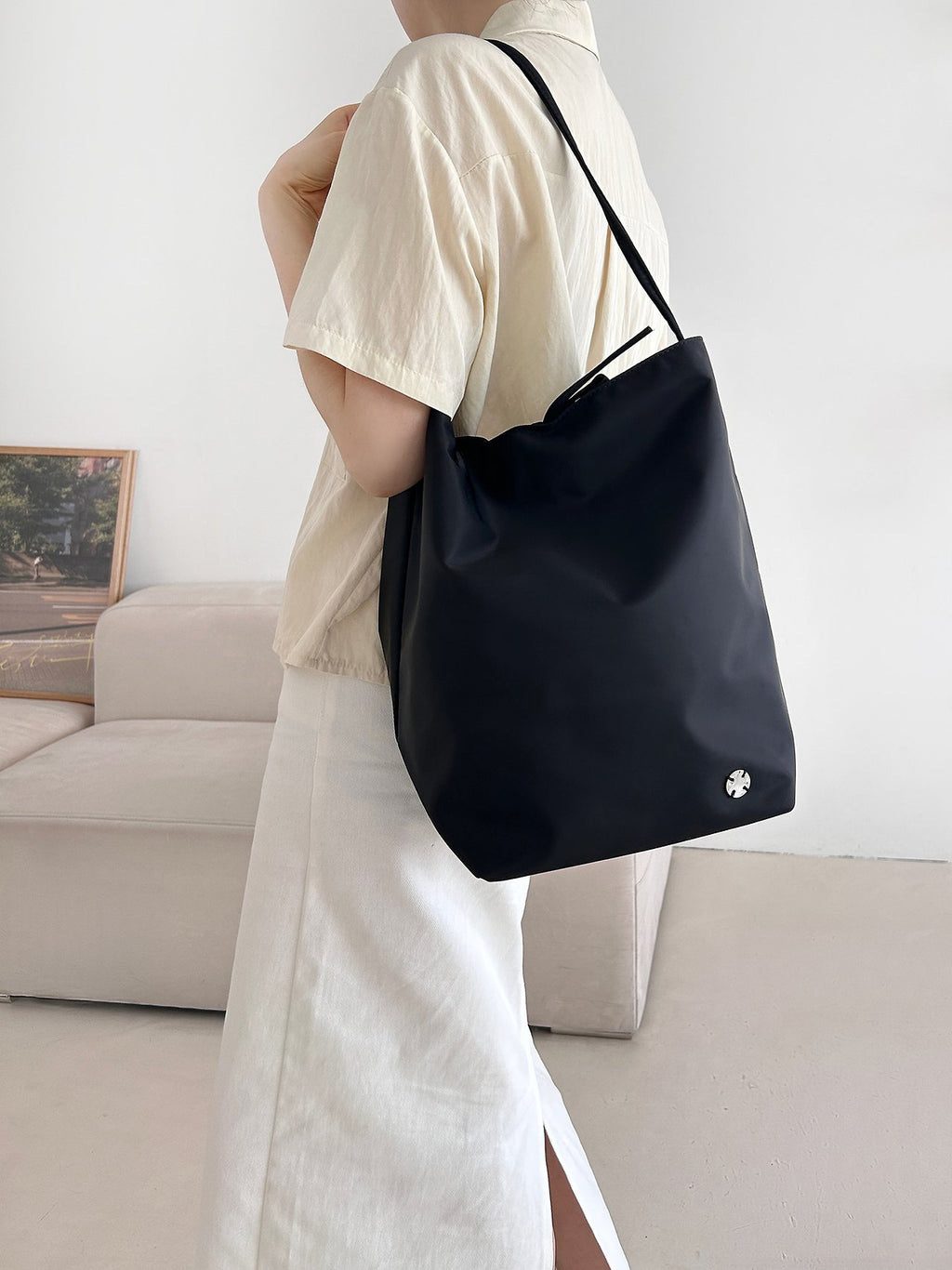 ✨🖤 더 *우 파크 스타일 프리미엄 나일론 숄더백 | Lightweight Everyday Tote | Travel & Daily Bag | 미니멀 데일리백