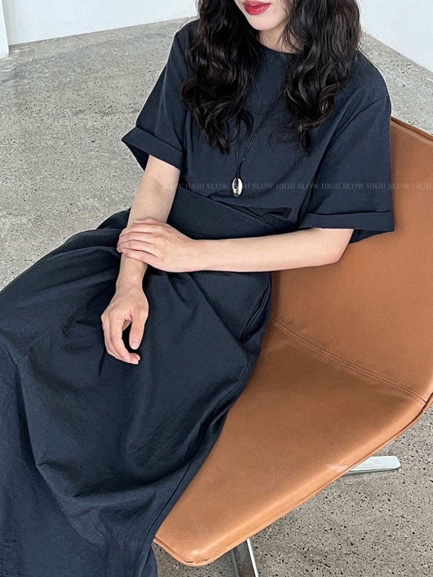 🤍✨ 어반시크 체형커버 랩 디테일 린넨 롱원피스 – 뒷밴딩·포켓·여리핏 데일리 원피스 │ Urban Chic Wrap Linen Maxi Dress ✨🤍