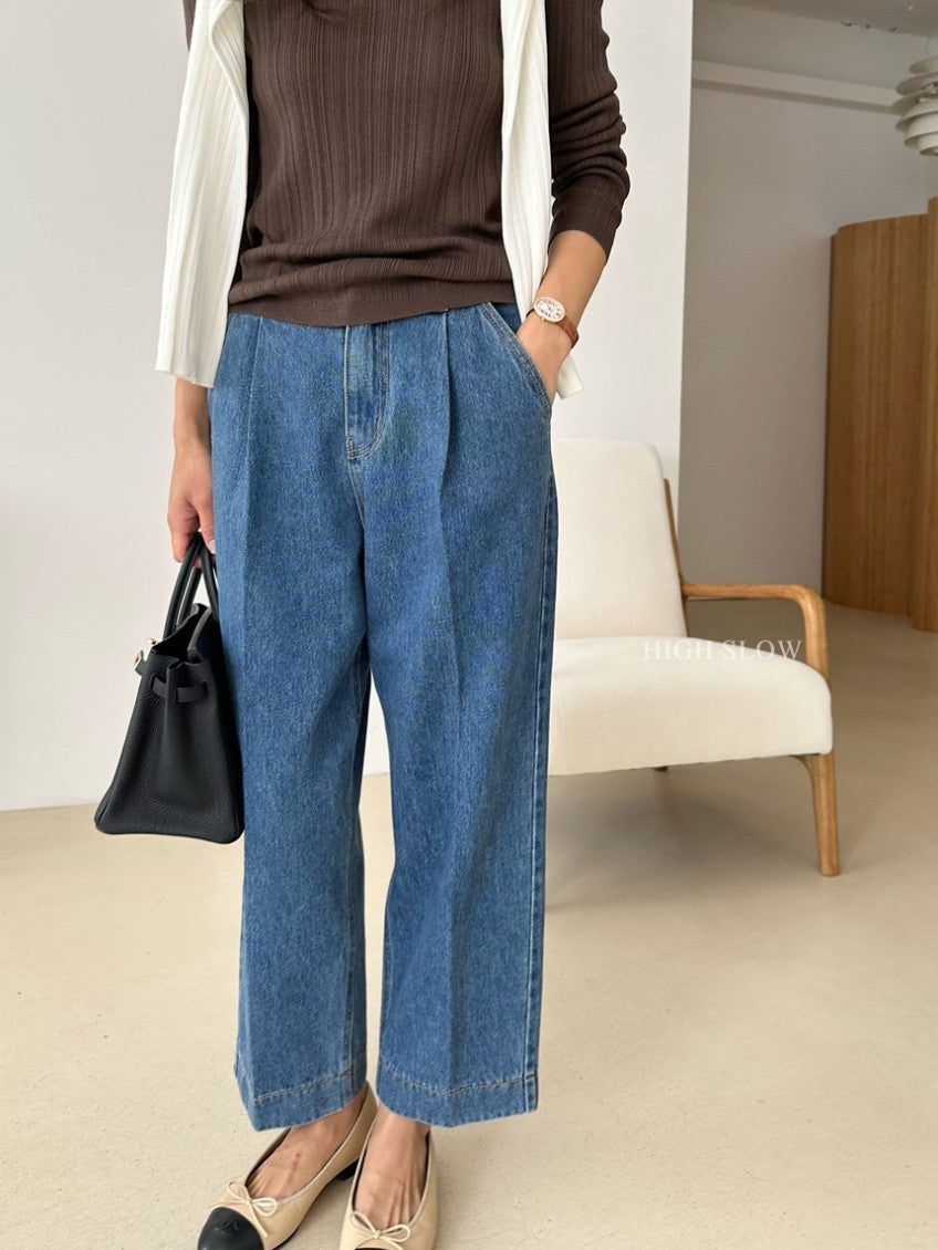 👖 카인드 미니 핀턱 데님 팬츠 | Kind Mini Pintuck Denim Pants