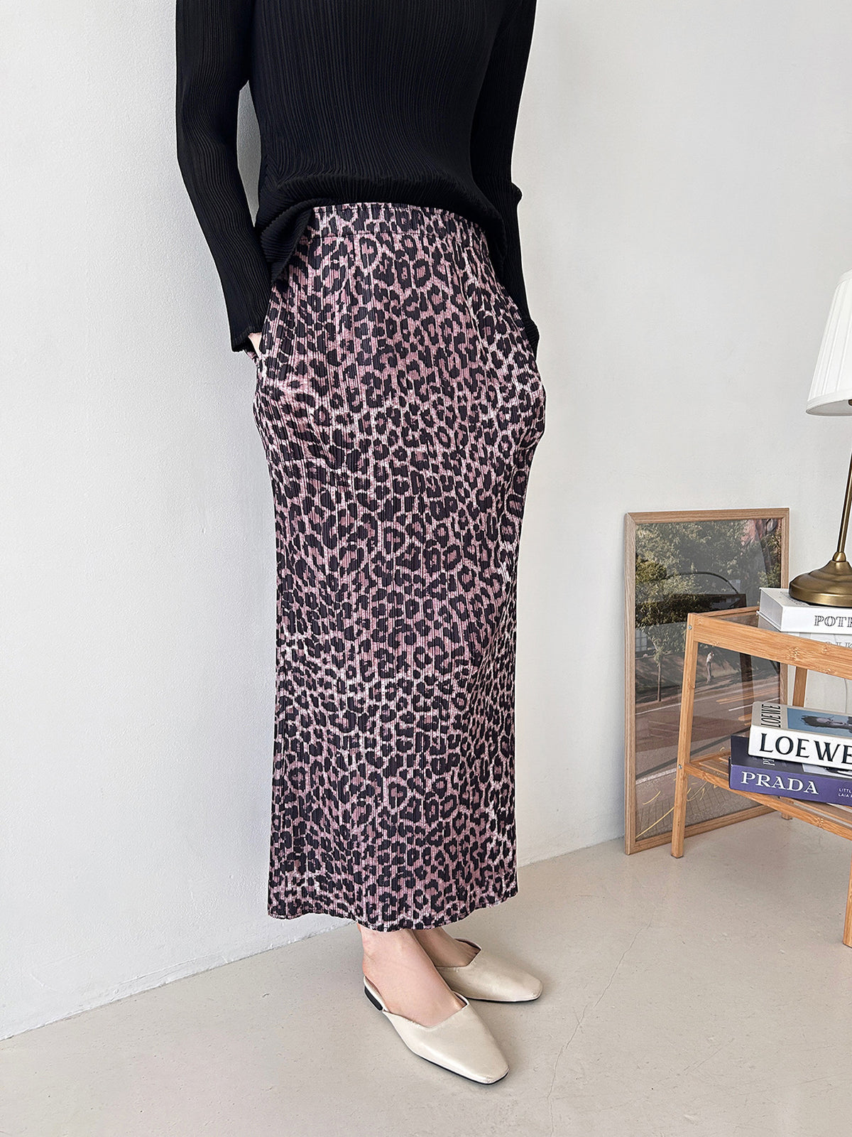 🐆 [플리츠] 레오파드 롱 스커트 | Pleated Leopard Long Skirt