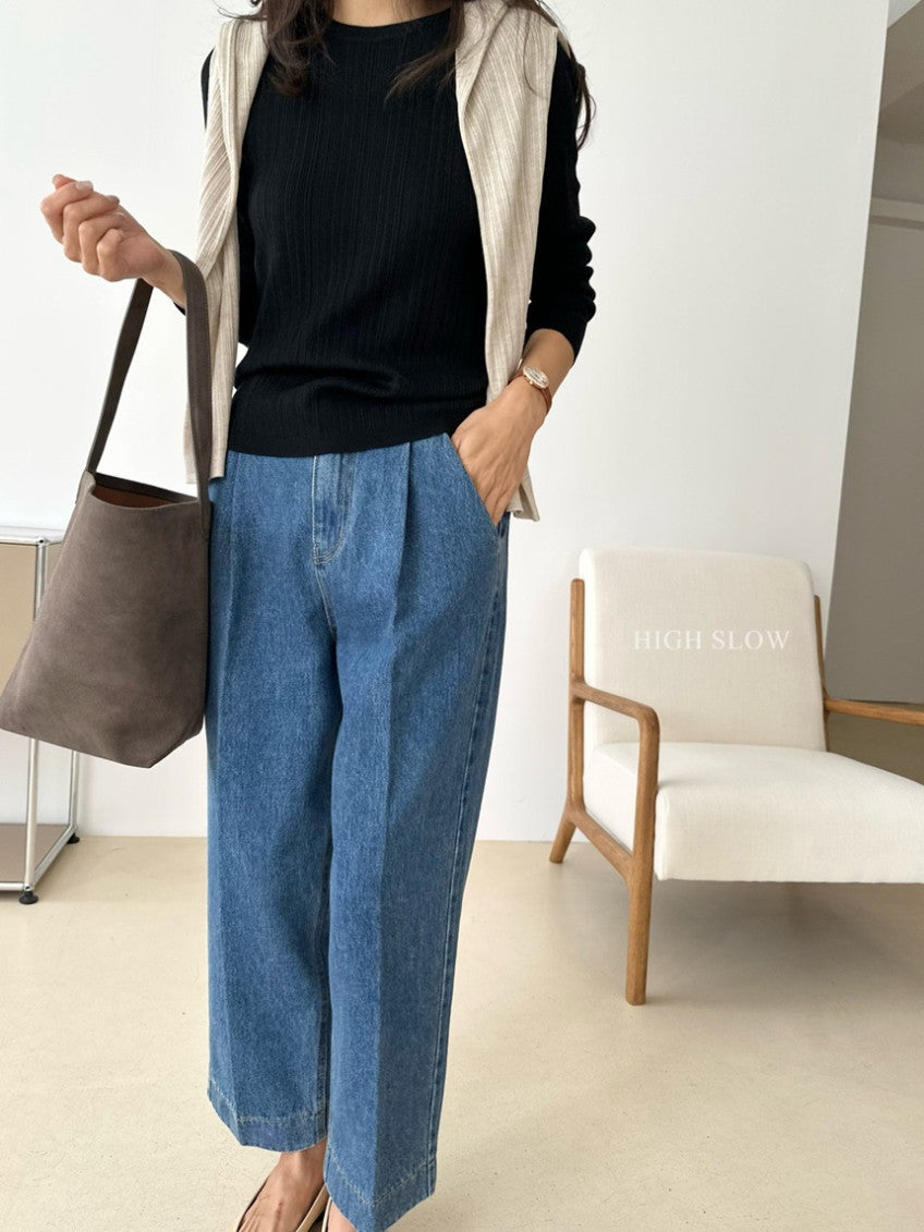 👖 카인드 미니 핀턱 데님 팬츠 | Kind Mini Pintuck Denim Pants