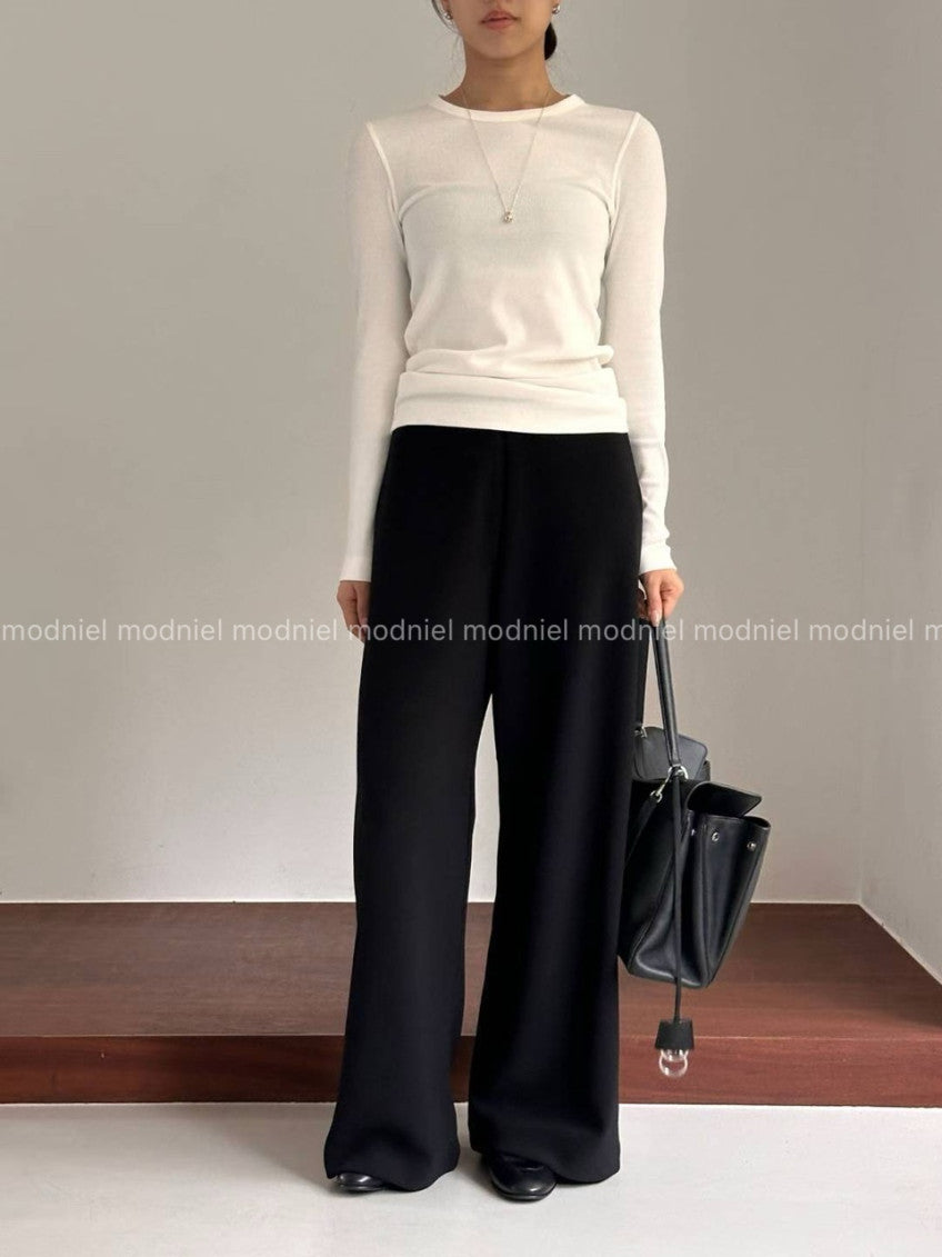 ✨ [미친스판 55-88 모두가능] [제이말로] 히든 밴딩 크레이프 와이드 슬랙스 | Hidden Banding Crepe Wide Pants