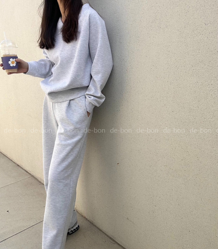 🤎 [노리타] 모카 브이 V넥 데일리 셋업 핏좋은 일자바지 탄탄면 77까지가능  | Mocha V-Neck Daily Set
