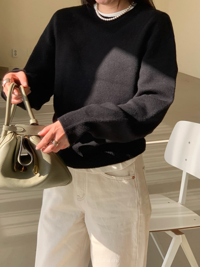 🧶 [프리미엄 라인] 슈퍼파인 메리노울 100% 홀가먼트 루즈핏 니트 | Premium Superfine Merino Wool Wholegarment Knit