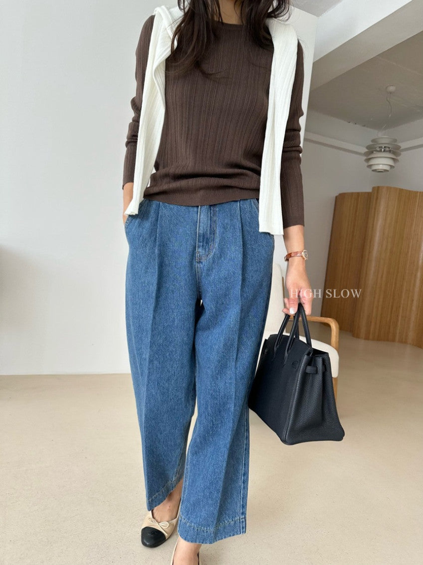 👖 카인드 미니 핀턱 데님 팬츠 | Kind Mini Pintuck Denim Pants