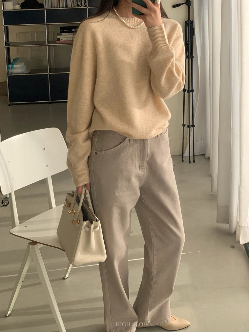 🧶 [프리미엄 라인] 슈퍼파인 메리노울 100% 홀가먼트 루즈핏 니트 | Premium Superfine Merino Wool Wholegarment Knit