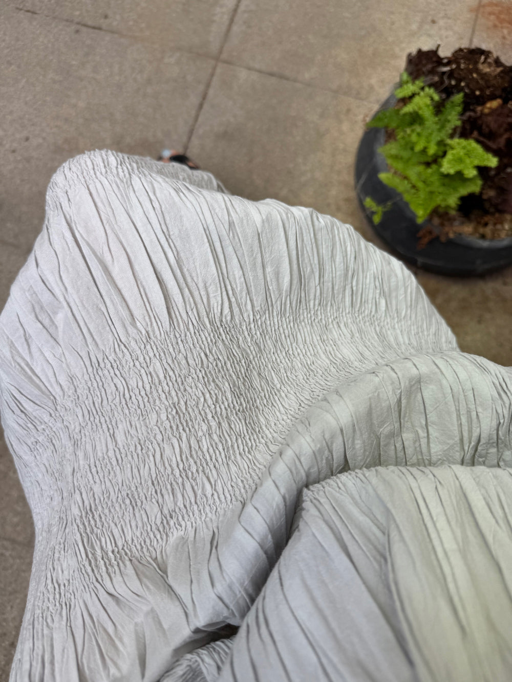 🌿 플리츠 스모그 이세 면 플리츠 롱 원피스 │ Issey Smocked Cotton Pleated Maxi Dress · 캡소매 · 체형커버 · 휴양지원피스 · 내추럴무드 · 55~77반 추천