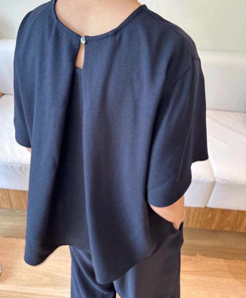✨ [노리타] [~88까지] 프리미엄 링클프리 린넨 터치 투피스 세트 루즈핏 반팔 티셔츠 와이드 밴딩 팬츠 여름 데일리룩 여행룩 | Premium Wrinkle-Free Linen Touch Two-Piece Set Relaxed Top & Wide-Leg Elastic Pants ✨