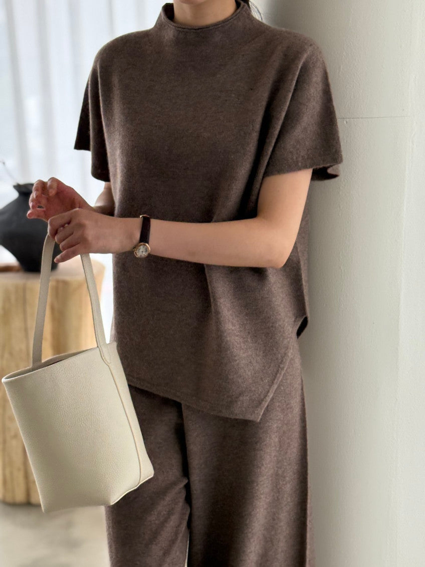 ✨ [PREMIUM LINE] 미네르바 홀가먼트 사이드 슬릿 모크넥 탑 | Minerva Wholegarment Side Slit Mock Neck Top