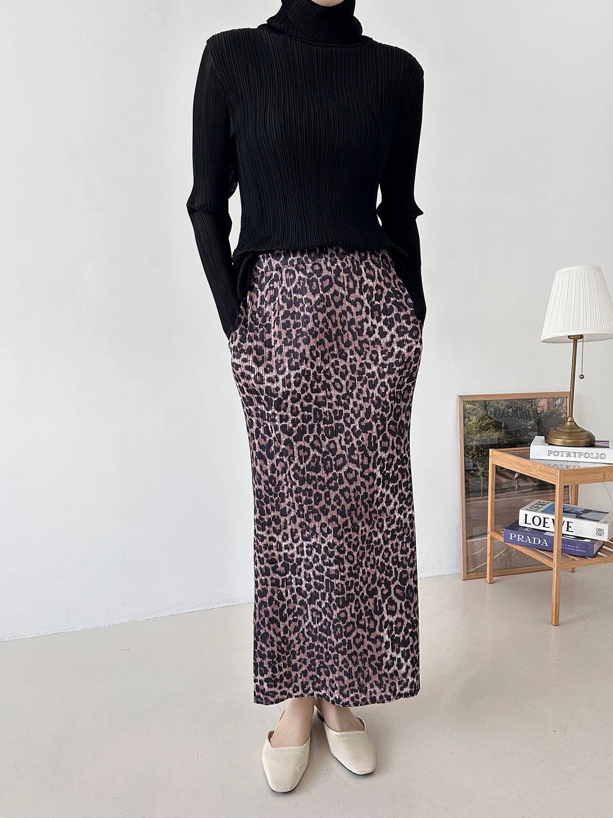 🐆 [플리츠] 레오파드 롱 스커트 | Pleated Leopard Long Skirt