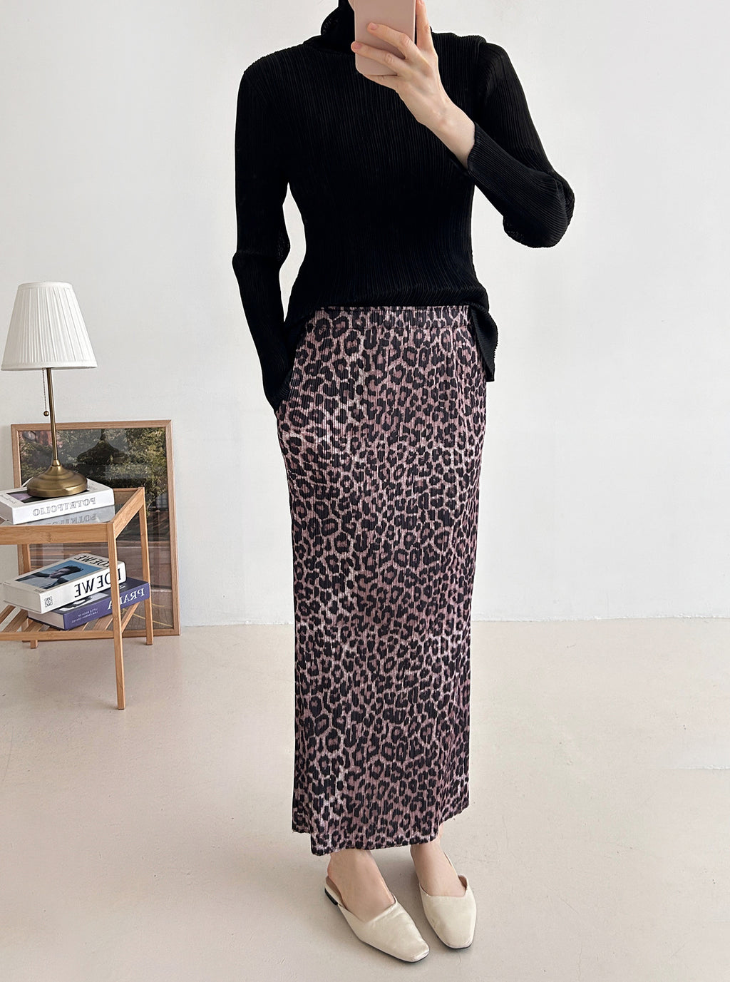 🐆 [플리츠] 레오파드 롱 스커트 | Pleated Leopard Long Skirt