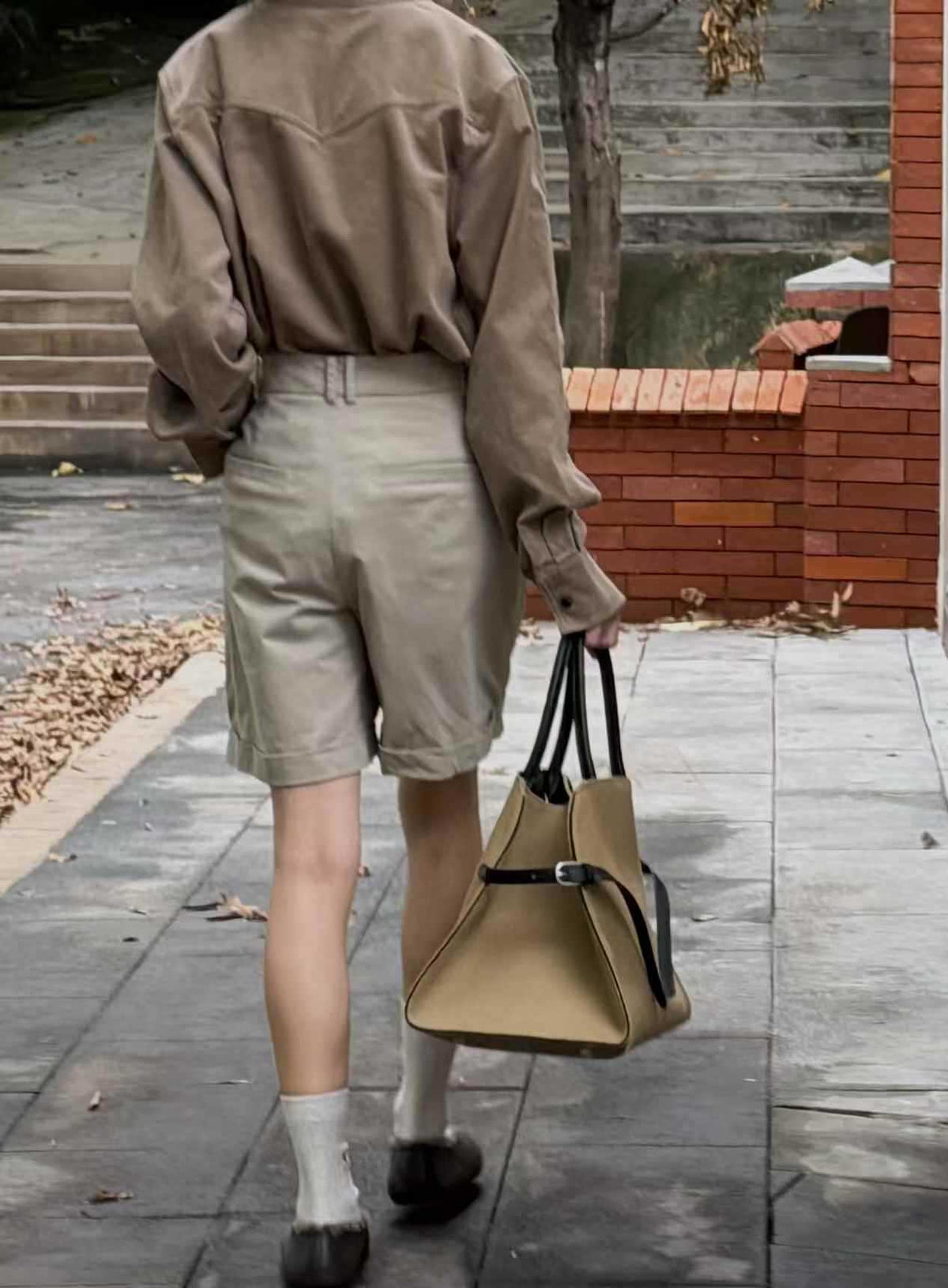 👜 [가을무드 캔버스] 더로* 마고 스타일 소가죽 배색 빅 토트백 | Canvas & Leather Margaux Style Large Tote Bag