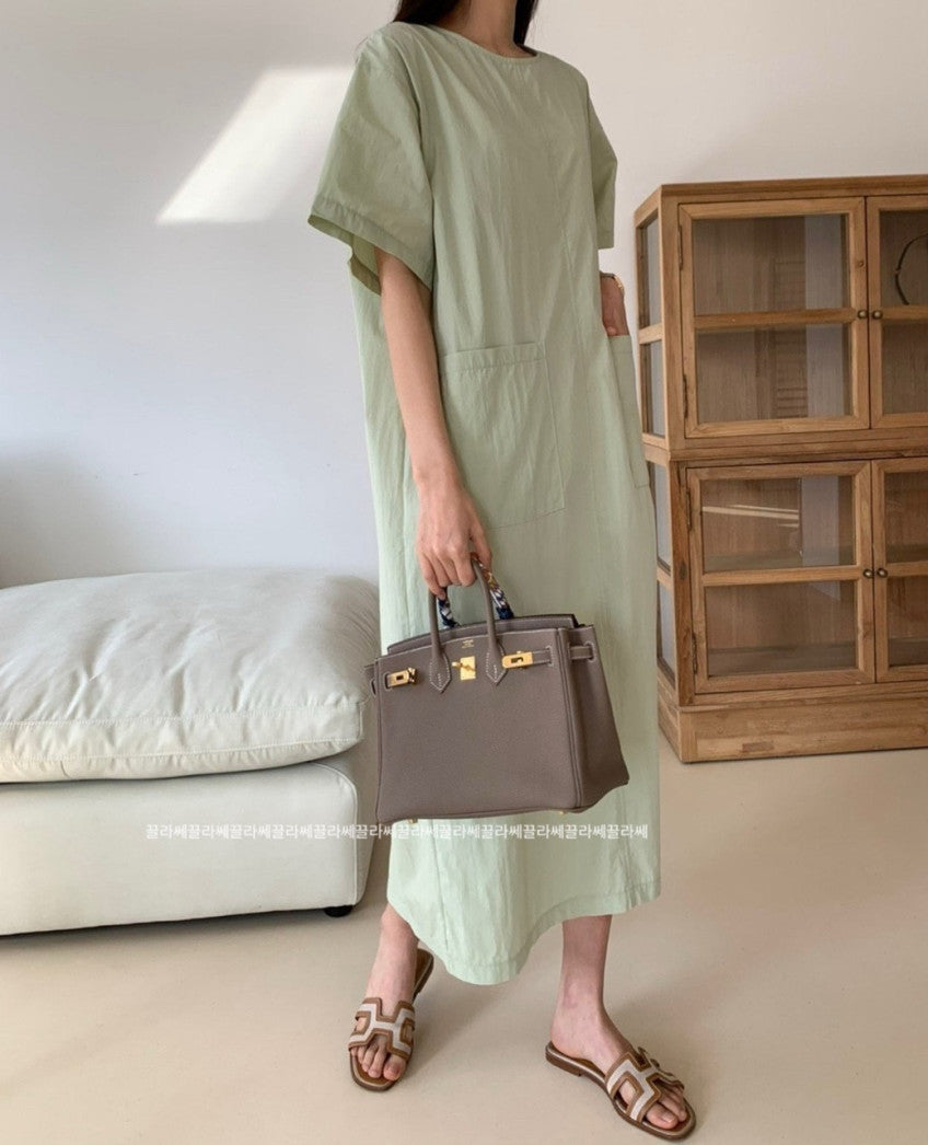 🌿 [럭키룸] 77까지 추천✨ 입는 순간 날씬해 보이는 바스락 포켓 롱원피스 Lucky Room Pocket Long Dress