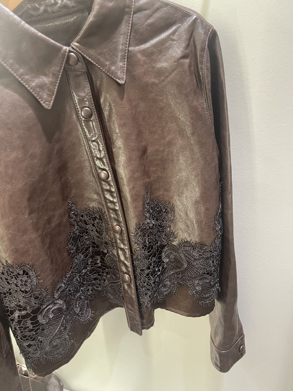 [프리미엄 고가 라인]🖤 청담동 며느리룩[PREMIUM] 100% 리얼 양가죽 레이스 셔츠 자켓 | Premium Lambskin Lace Shirt Jacket