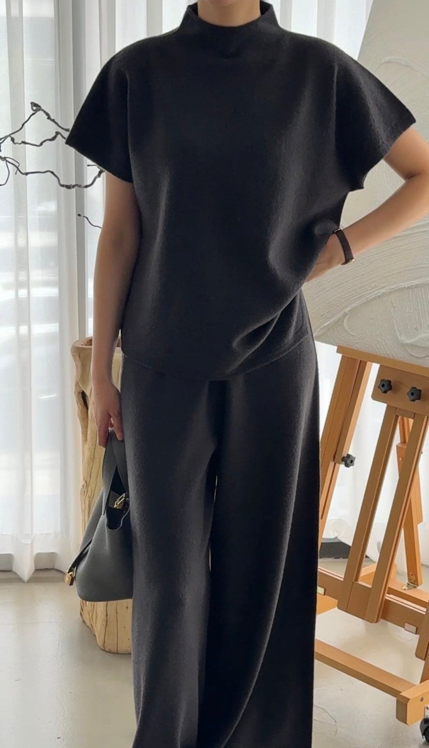✨ [PREMIUM LINE] 미네르바 홀가먼트 사이드 슬릿 모크넥 탑 | Minerva Wholegarment Side Slit Mock Neck Top