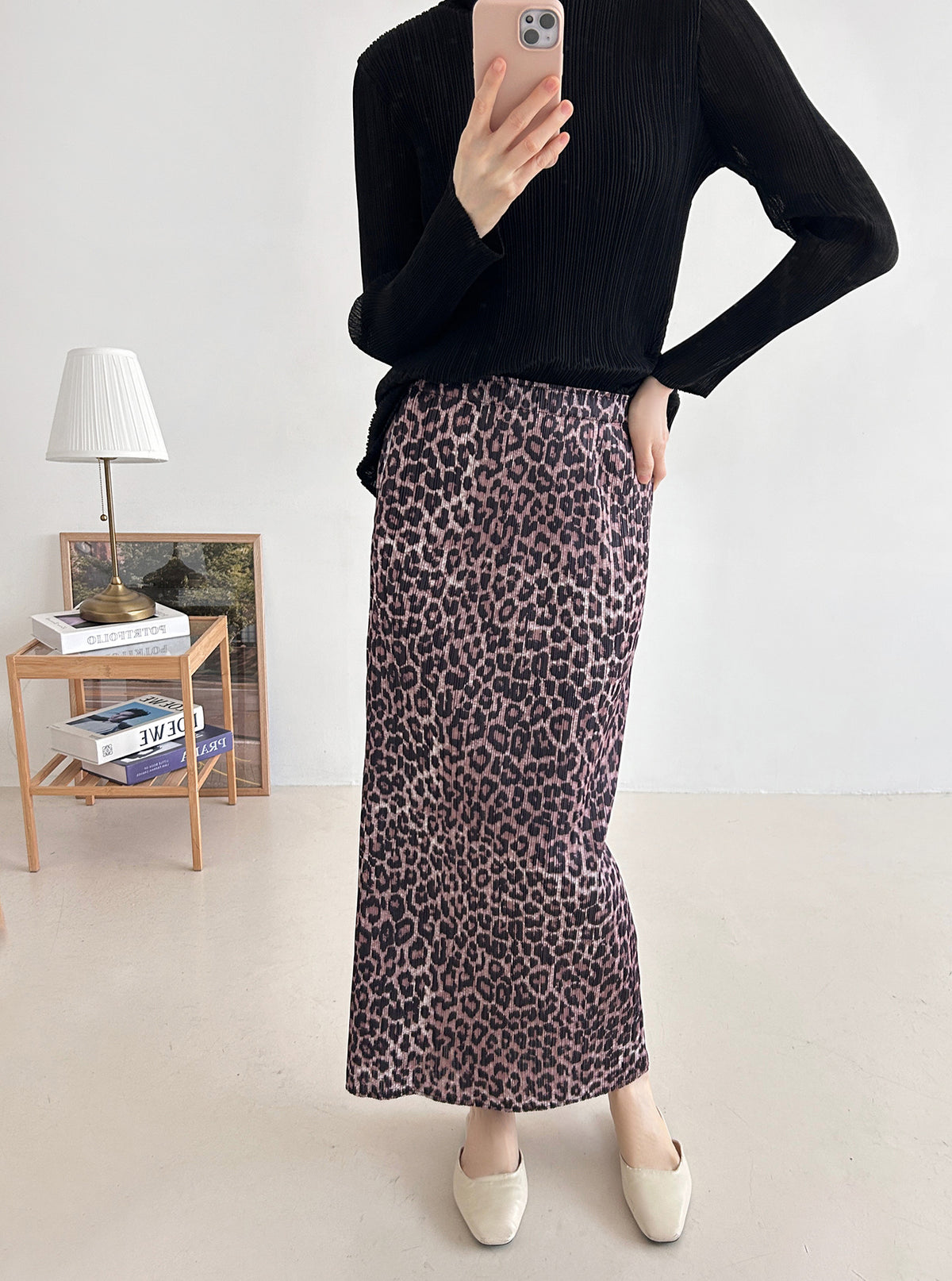 🐆 [플리츠] 레오파드 롱 스커트 | Pleated Leopard Long Skirt