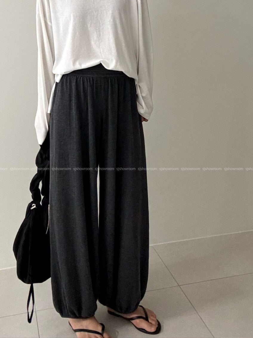 🖤 [울 블렌드] 소프트 와이드 밴딩 조거 팬츠 | Soft Wool Blend Wide Jogger Pants