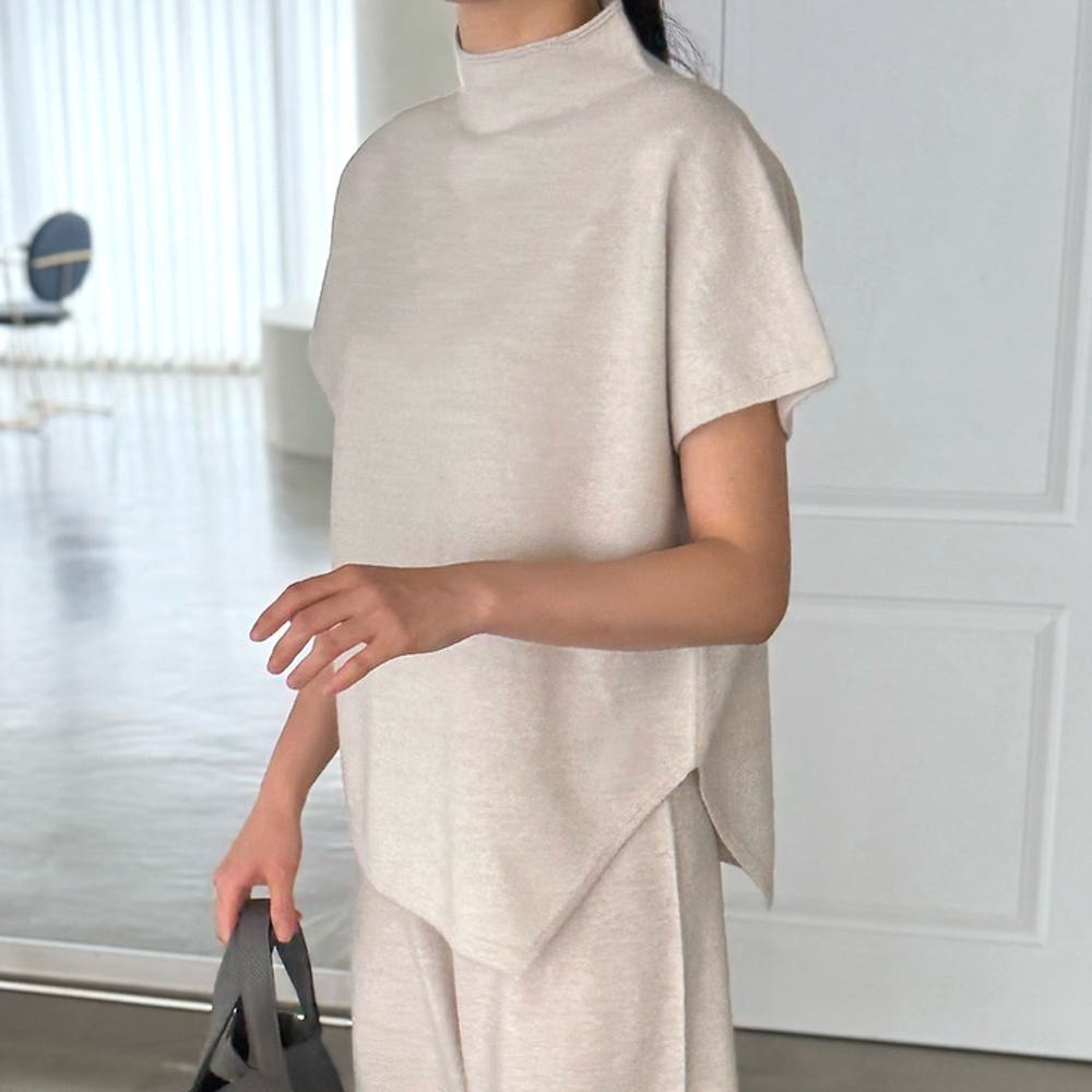 ✨ [PREMIUM LINE] 미네르바 홀가먼트 사이드 슬릿 모크넥 탑 | Minerva Wholegarment Side Slit Mock Neck Top