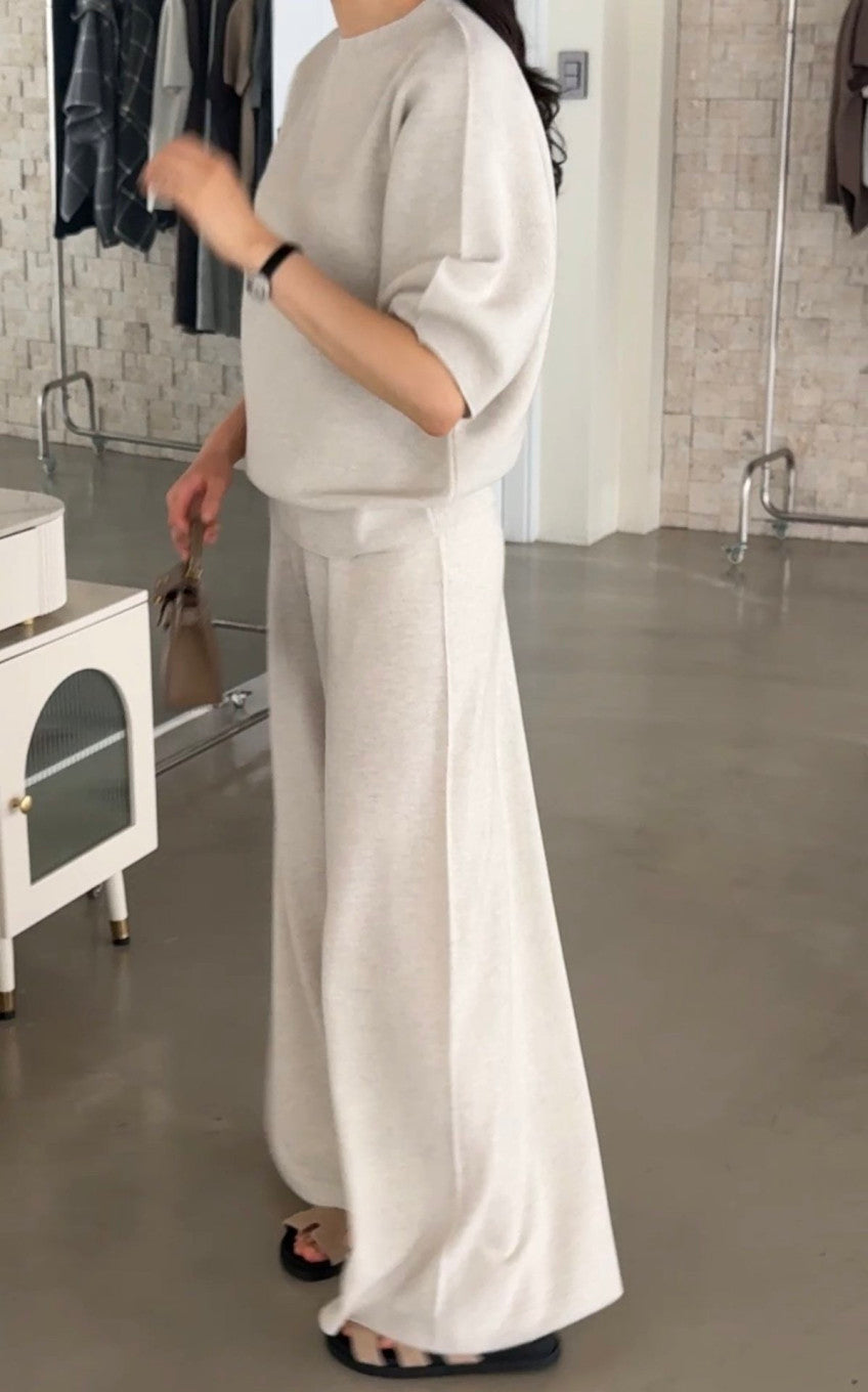 ✨ [PREMIUM LINE] 미네르바 캐시울 루즈핏 홀가먼트 울 100% 와이드 니트 팬츠 | Premium Wholegarment 100% Wool Wide Knit Pants