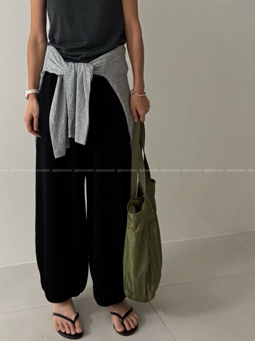🖤 [울 블렌드] 소프트 와이드 밴딩 조거 팬츠 | Soft Wool Blend Wide Jogger Pants