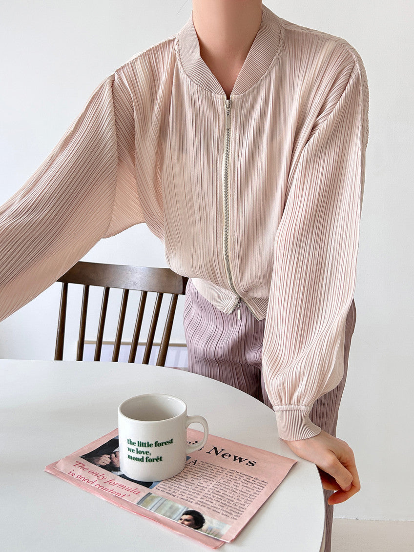 🍂✨ [77까지] 플리츠 블루종 투웨이 집업 자켓 • 고급 플리츠 간절기 아우터 • 백화점 퀄리티 데일리 자켓 • Pleated Blouson Zip-Up Jacket ✨🍂