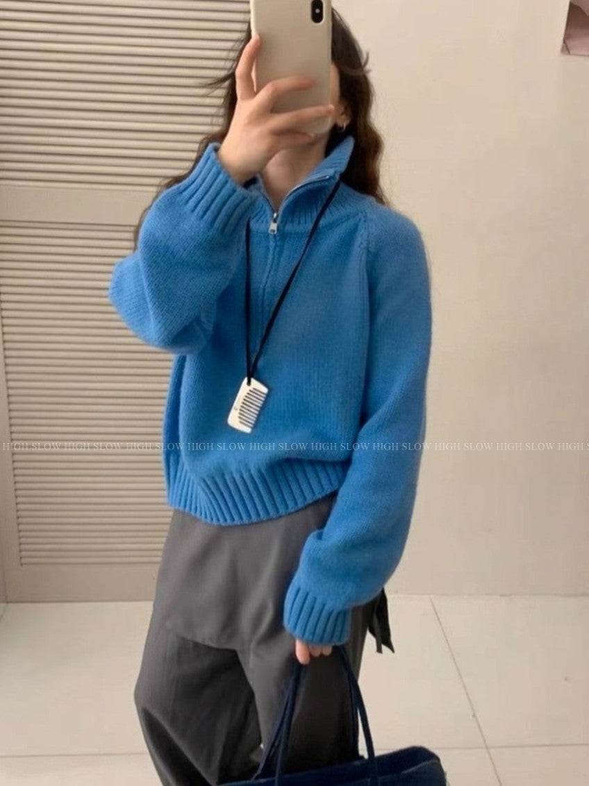 🧶 제니 하프 반집업 니트 나그랑 루즈핏 적당길이감| Jenny Half-Zip Knit