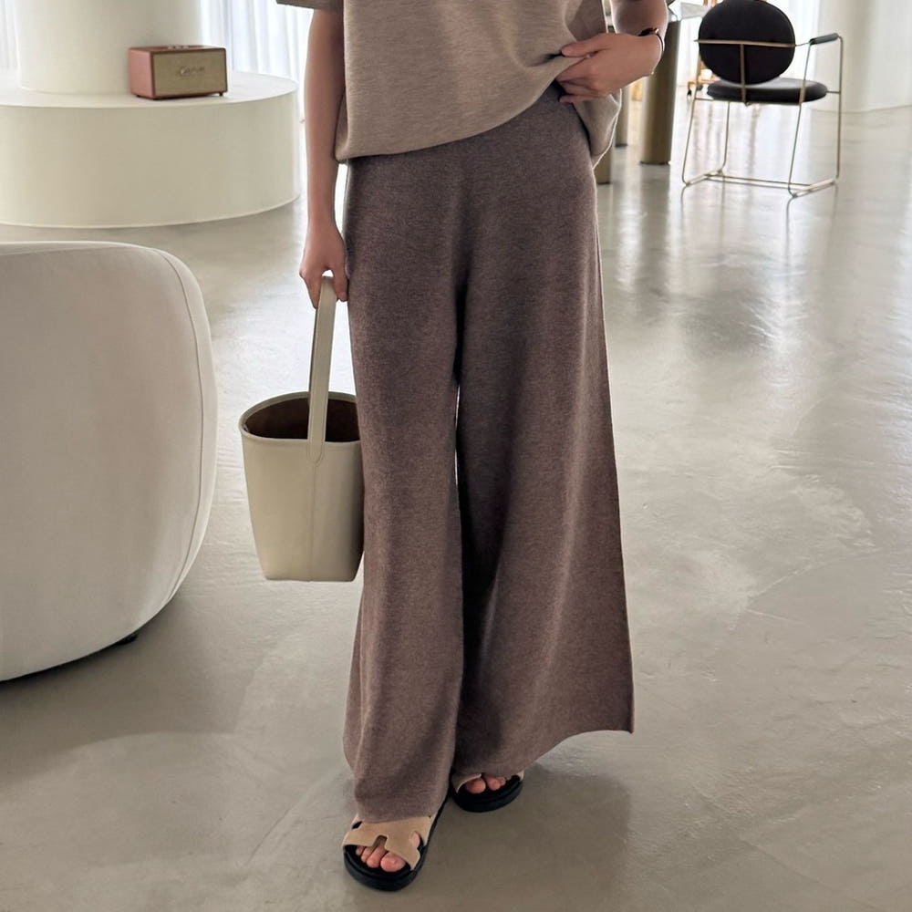 ✨ [PREMIUM LINE] 미네르바 캐시울 루즈핏 홀가먼트 울 100% 와이드 니트 팬츠 | Premium Wholegarment 100% Wool Wide Knit Pants