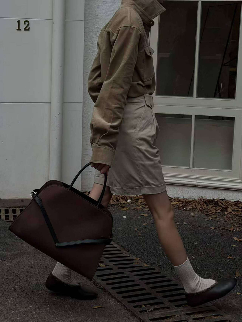 👜 [가을무드 캔버스] 더로* 마고 스타일 소가죽 배색 빅 토트백 | Canvas & Leather Margaux Style Large Tote Bag