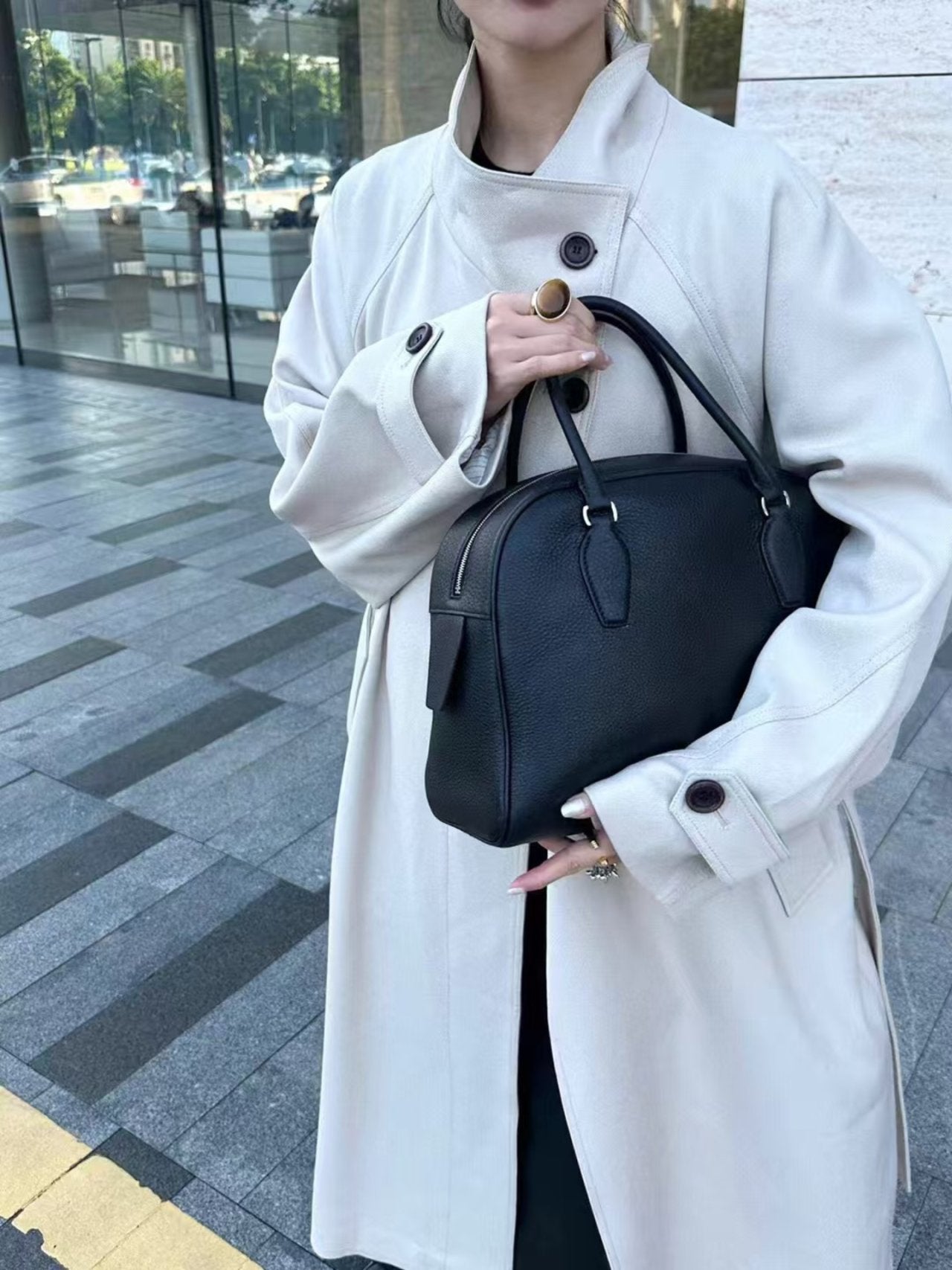 🖤✨ 프리미엄 소가죽 더*우 인디아 무드 클래식 보스턴 토트백 | Premium Leather Boston Tote ✨🖤데일리백 심플백 프리미엄가방