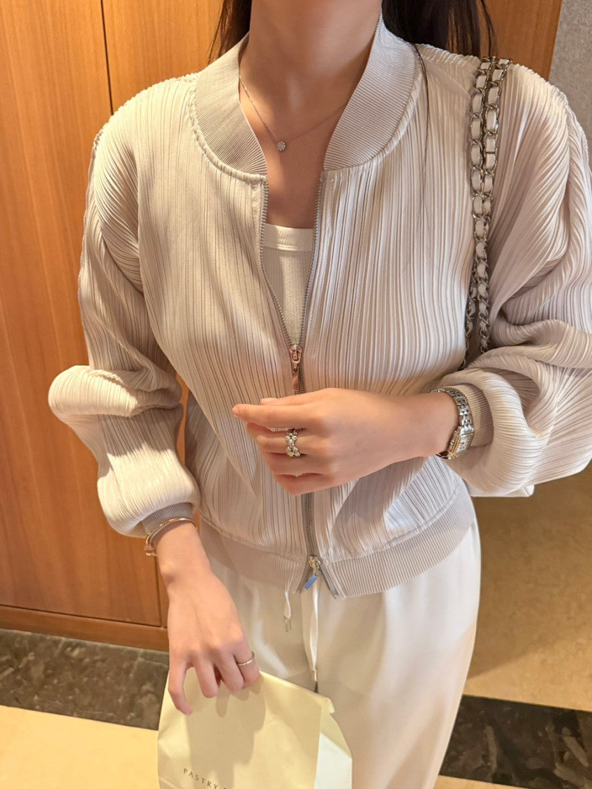 🍂✨ [77까지] 플리츠 블루종 투웨이 집업 자켓 • 고급 플리츠 간절기 아우터 • 백화점 퀄리티 데일리 자켓 • Pleated Blouson Zip-Up Jacket ✨🍂