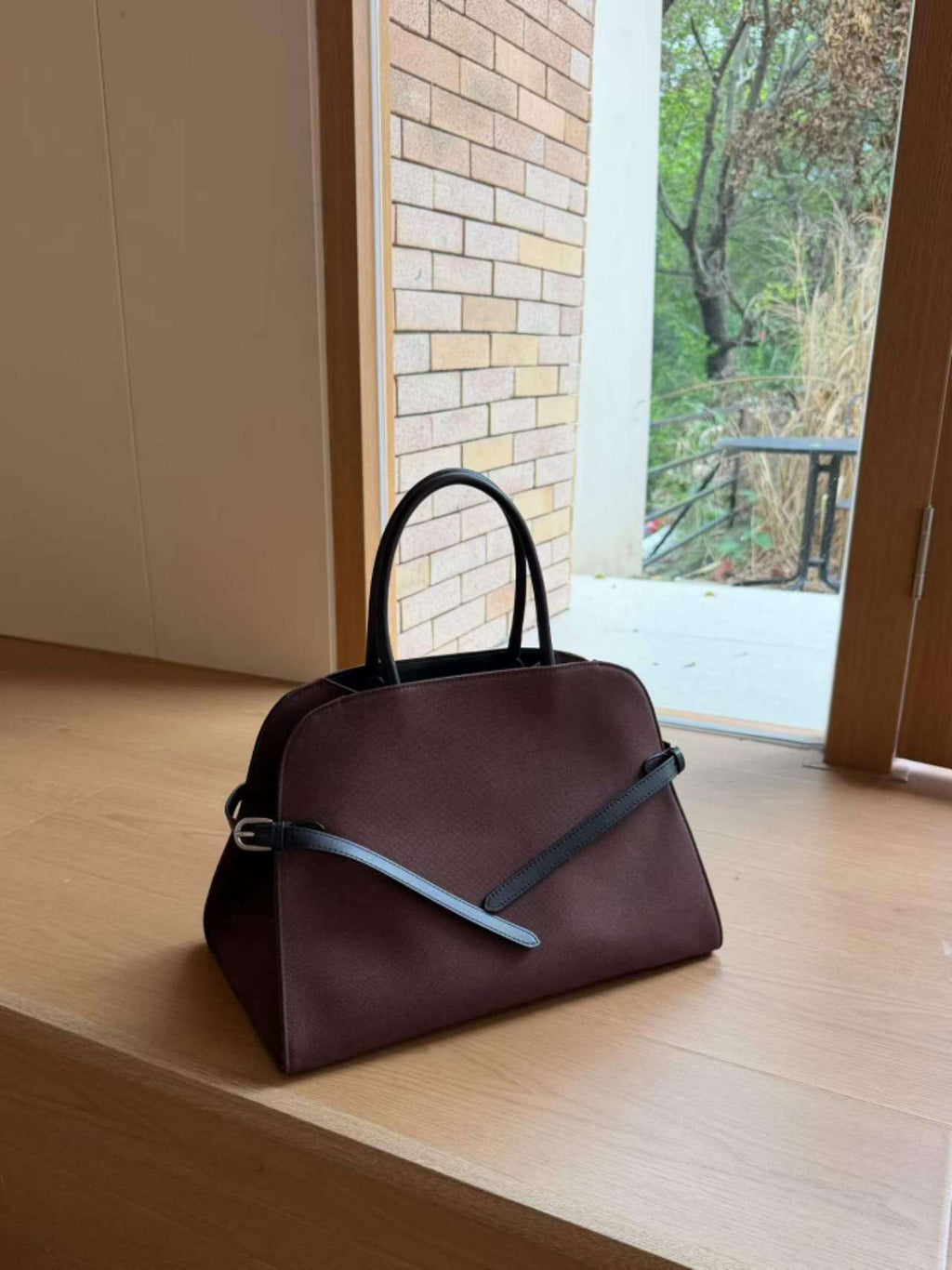 👜 [가을무드 캔버스] 더로* 마고 스타일 소가죽 배색 빅 토트백 | Canvas & Leather Margaux Style Large Tote Bag