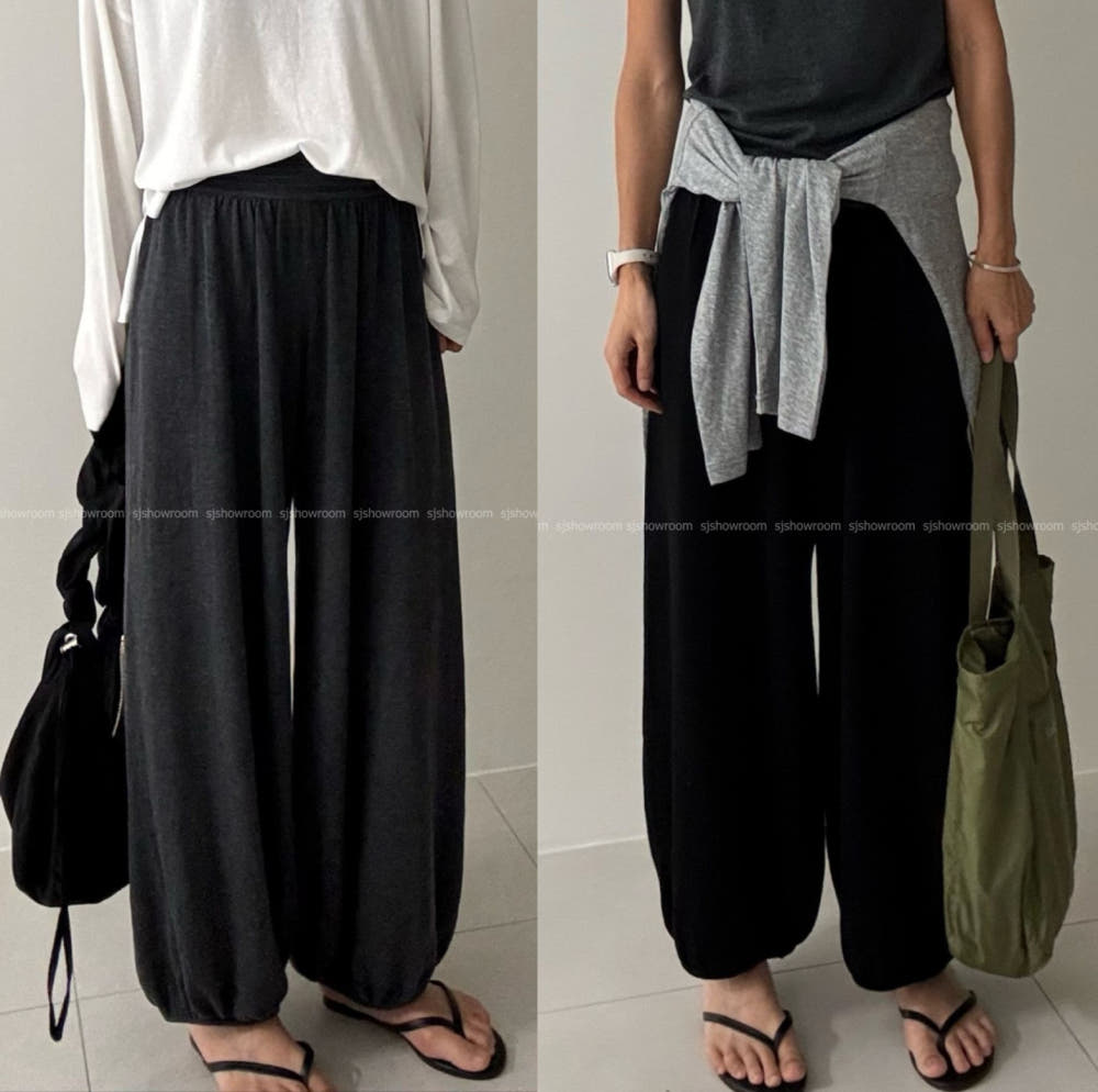 🖤 [울 블렌드] 소프트 와이드 밴딩 조거 팬츠 | Soft Wool Blend Wide Jogger Pants