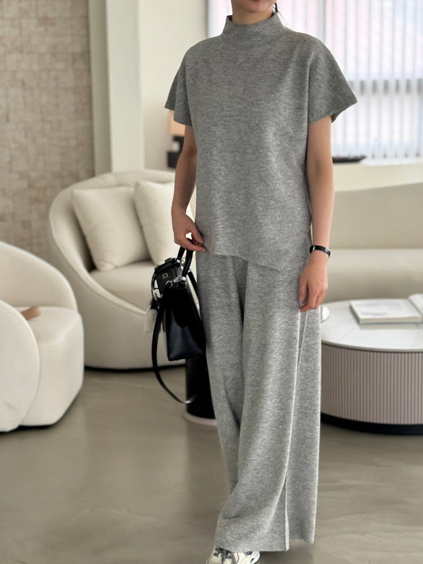 ✨ [PREMIUM LINE] 미네르바 캐시울 루즈핏 홀가먼트 울 100% 와이드 니트 팬츠 | Premium Wholegarment 100% Wool Wide Knit Pants