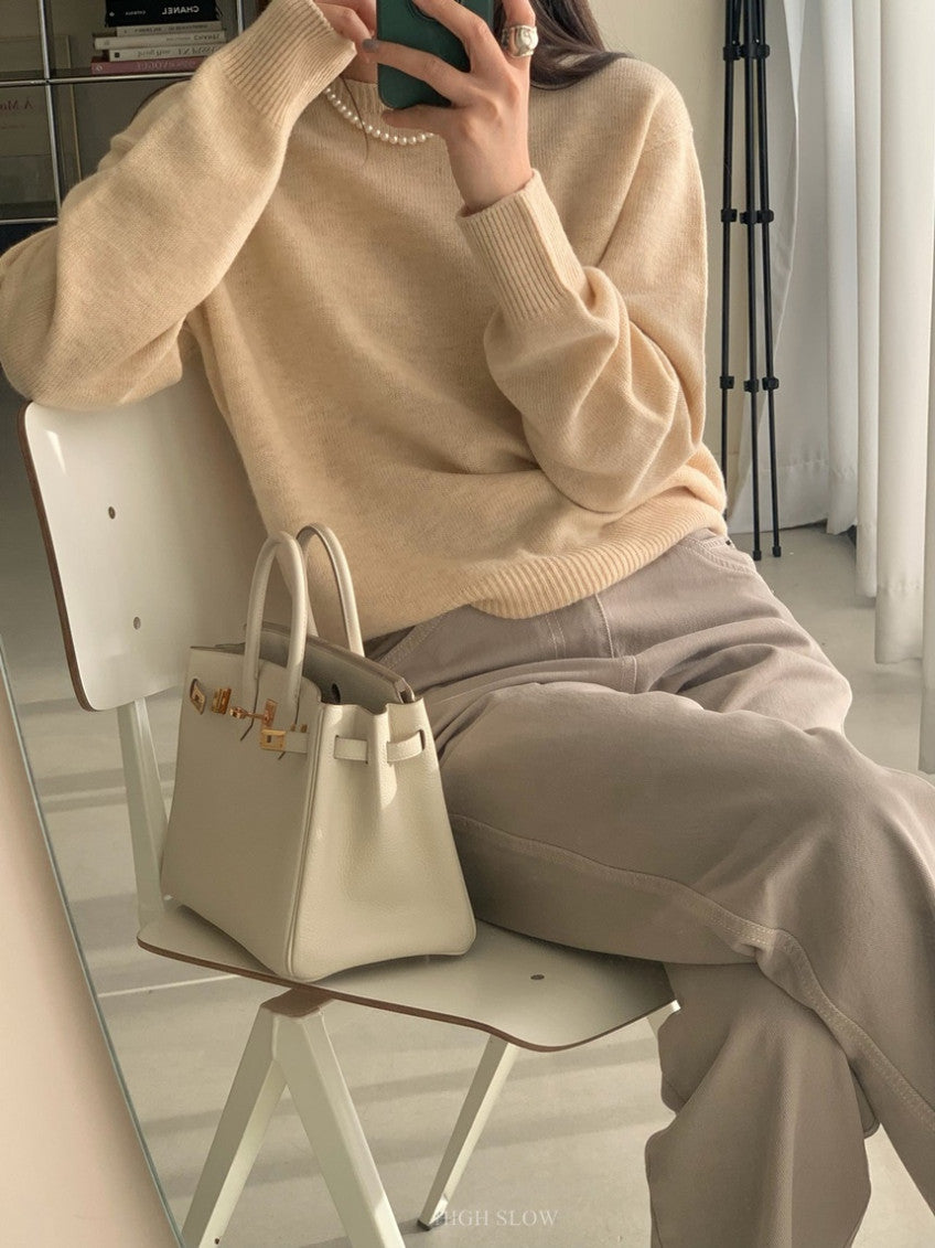 🧶 [프리미엄 라인] 슈퍼파인 메리노울 100% 홀가먼트 루즈핏 니트 | Premium Superfine Merino Wool Wholegarment Knit