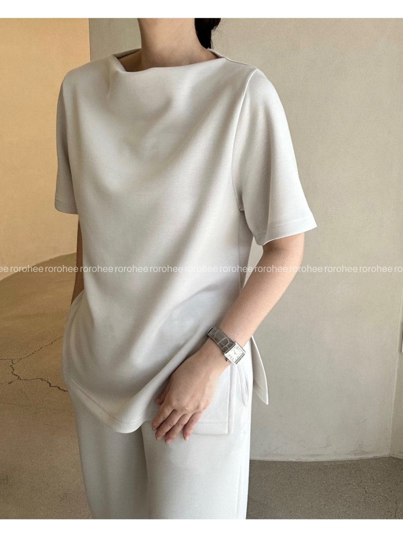 👚 [노리타] 맥킨 텐션 반팔탑 & 와이드 팬츠 가을 투피스 셋업 66까지| McKin Stretch Top & Wide Pants Two-Piece Set