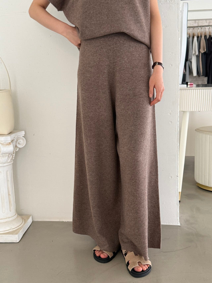 ✨ [PREMIUM LINE] 미네르바 캐시울 루즈핏 홀가먼트 울 100% 와이드 니트 팬츠 | Premium Wholegarment 100% Wool Wide Knit Pants