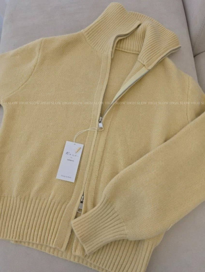 🧶 [로제ROSE] 포근한 라운지 집업 니트 & 와이드 팬츠 세트 | Cozy Knit Zip-Up & Wide Pants Set