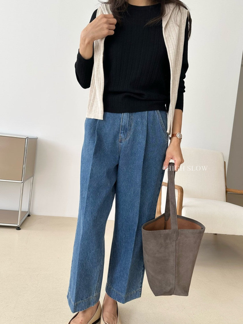 👖 카인드 미니 핀턱 데님 팬츠 | Kind Mini Pintuck Denim Pants