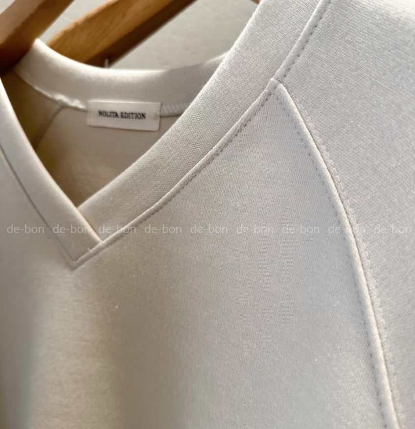 🤎 [노리타] 모카 브이 V넥 데일리 셋업 핏좋은 일자바지 탄탄면 77까지가능  | Mocha V-Neck Daily Set