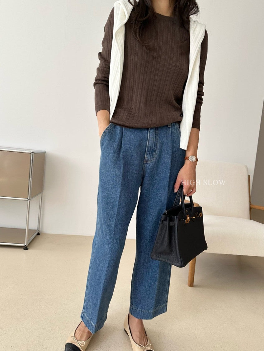 👖 카인드 미니 핀턱 데님 팬츠 | Kind Mini Pintuck Denim Pants